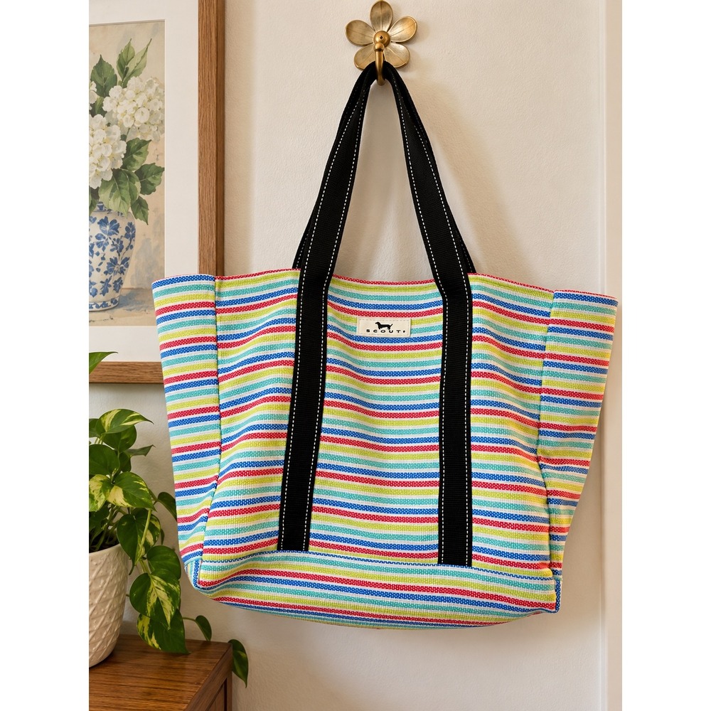 SCOUT Original Deano Large Tote Multicolor Stripe All Weather Woven Beach Bag